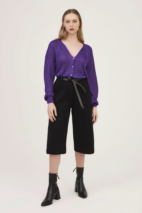 Calça Pantacourt Em Tricot Dublado